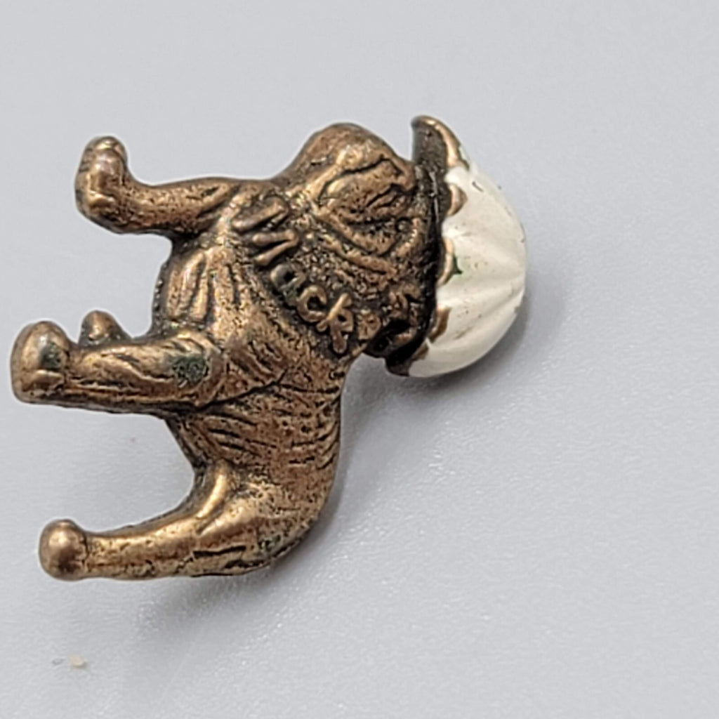 Vintage Mack Truck Gold Tone Bulldog Wearing White Construction Cap Pin Tie Tack