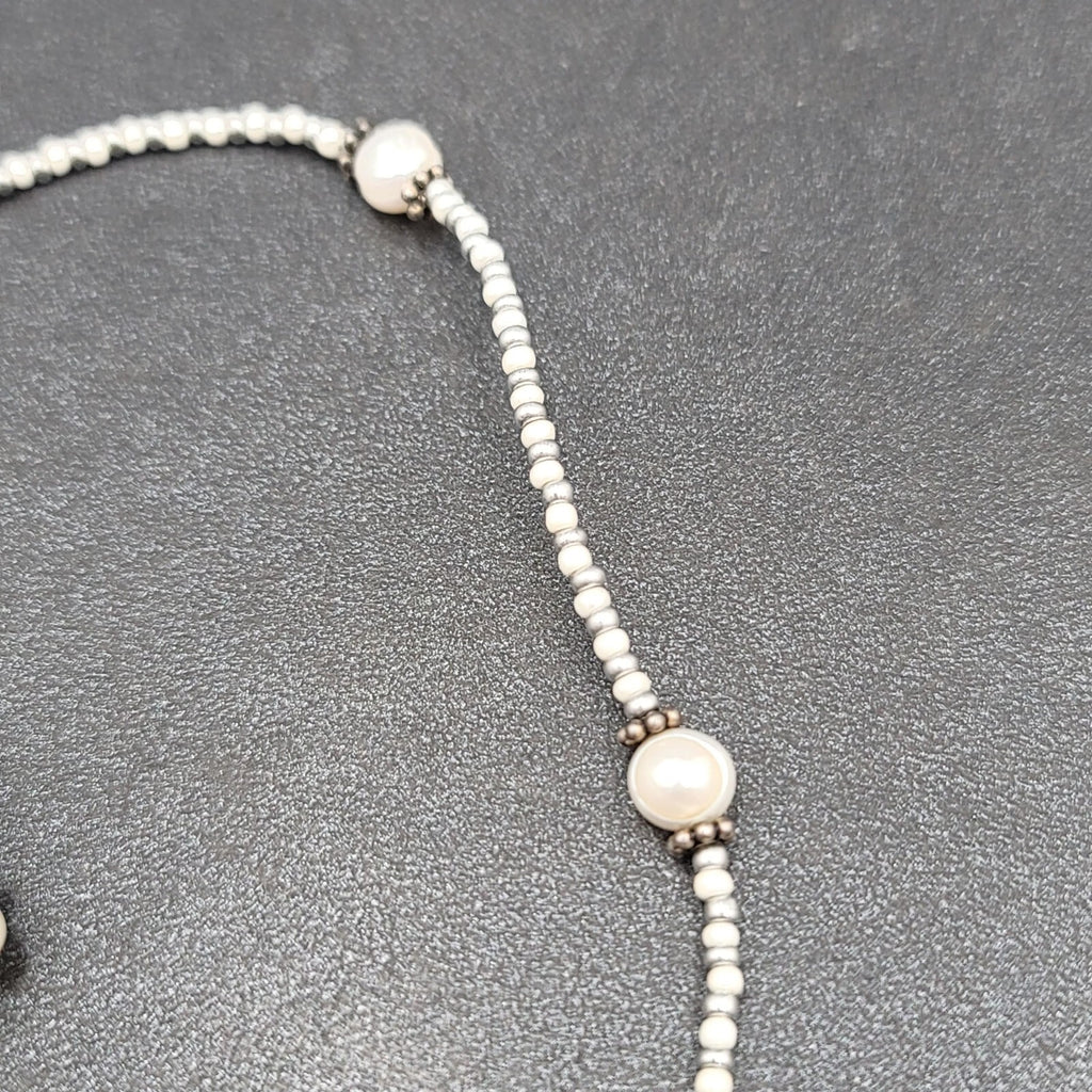 Natural Cultured Freshwater Pearl and Seed Bead Necklace 18"