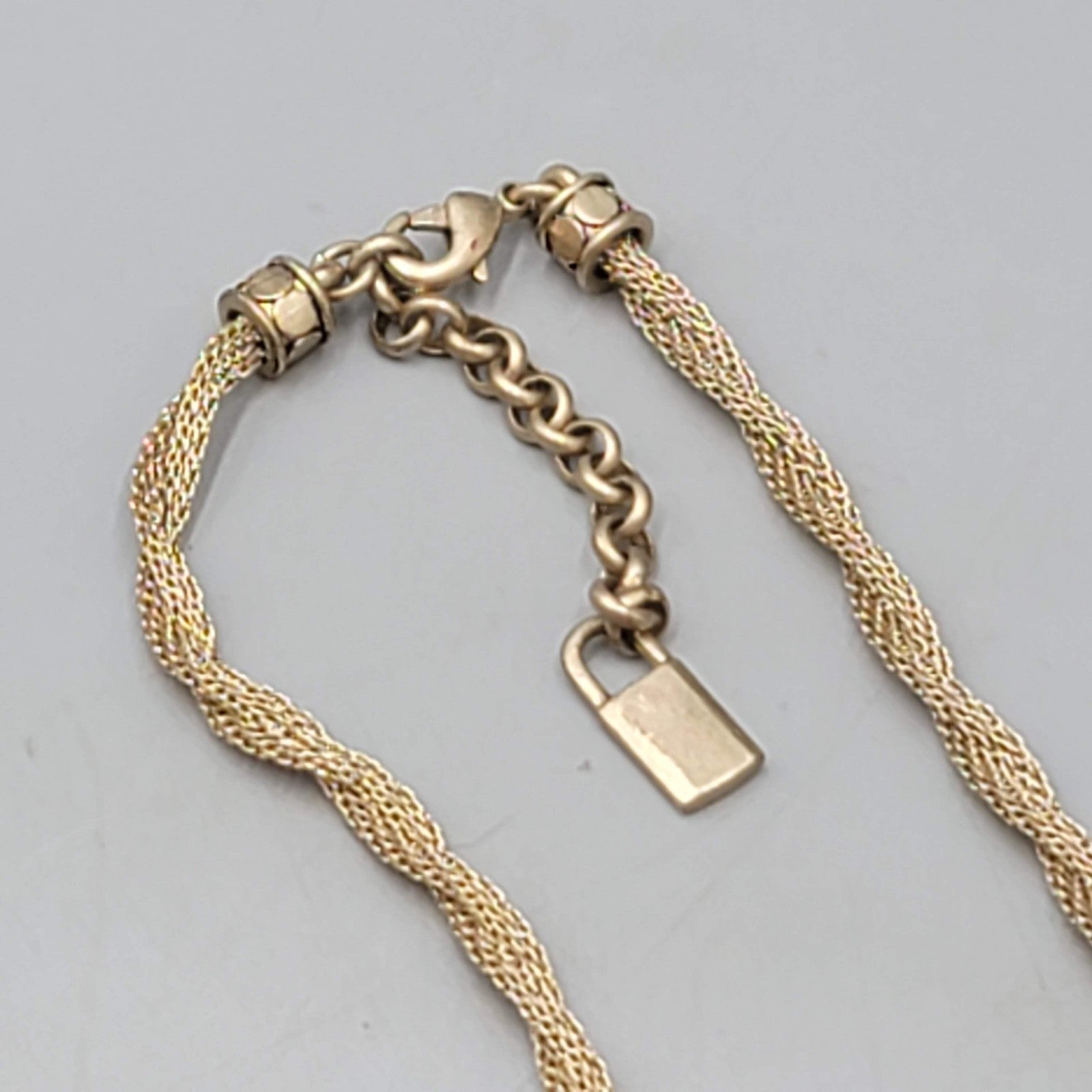 Vintage Ellen Tracy Mesh Chain Necklace Gold tone 18 in