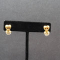 Vintage Pierced Earrings Gold Plated Heart Drop Crystal Rhinestone 5/8"
