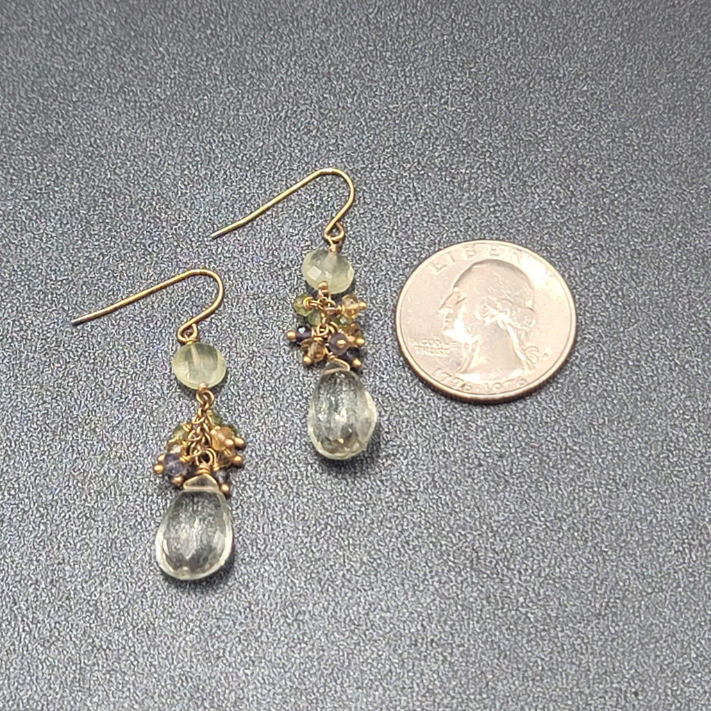 Pierced Earrings Multicolor Crystal Bead Dangle 1.5"