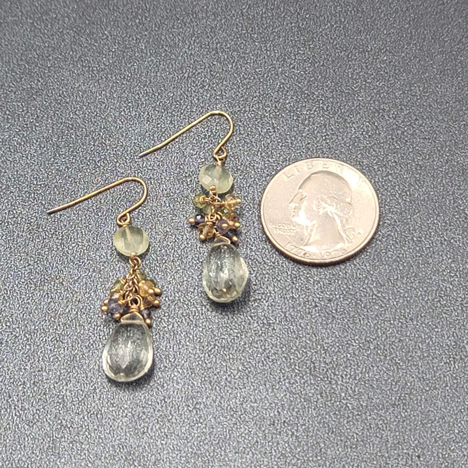 Pierced Earrings Multicolor Crystal Bead Dangle 1.5"