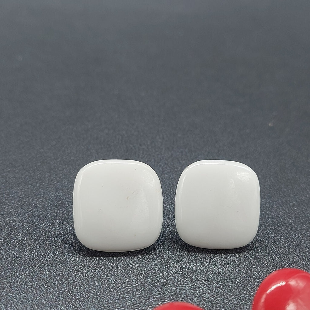 Vintage Lot of 3 Pierced Earrings Red White Blue Studs Square Circle 3/4"