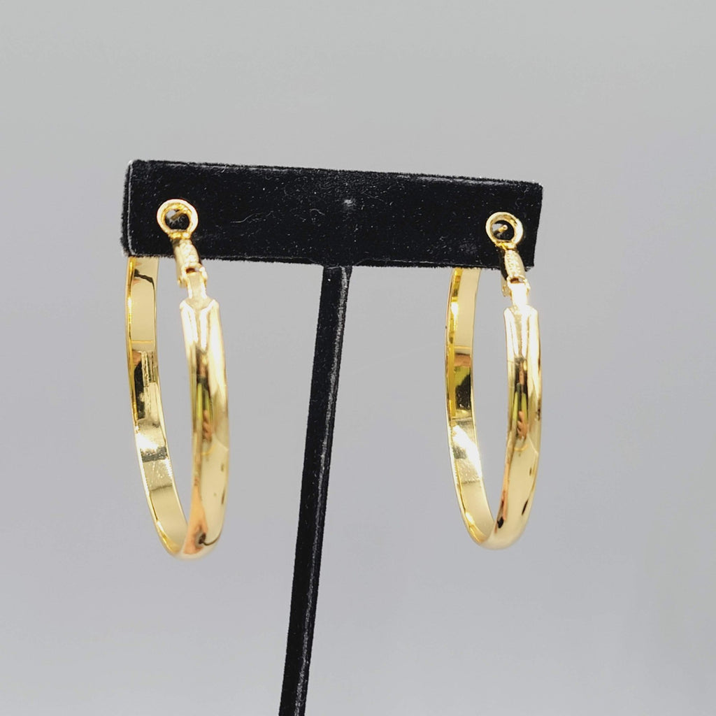 Large Hoop Pierced Earrings Gold tone Hoops 2"