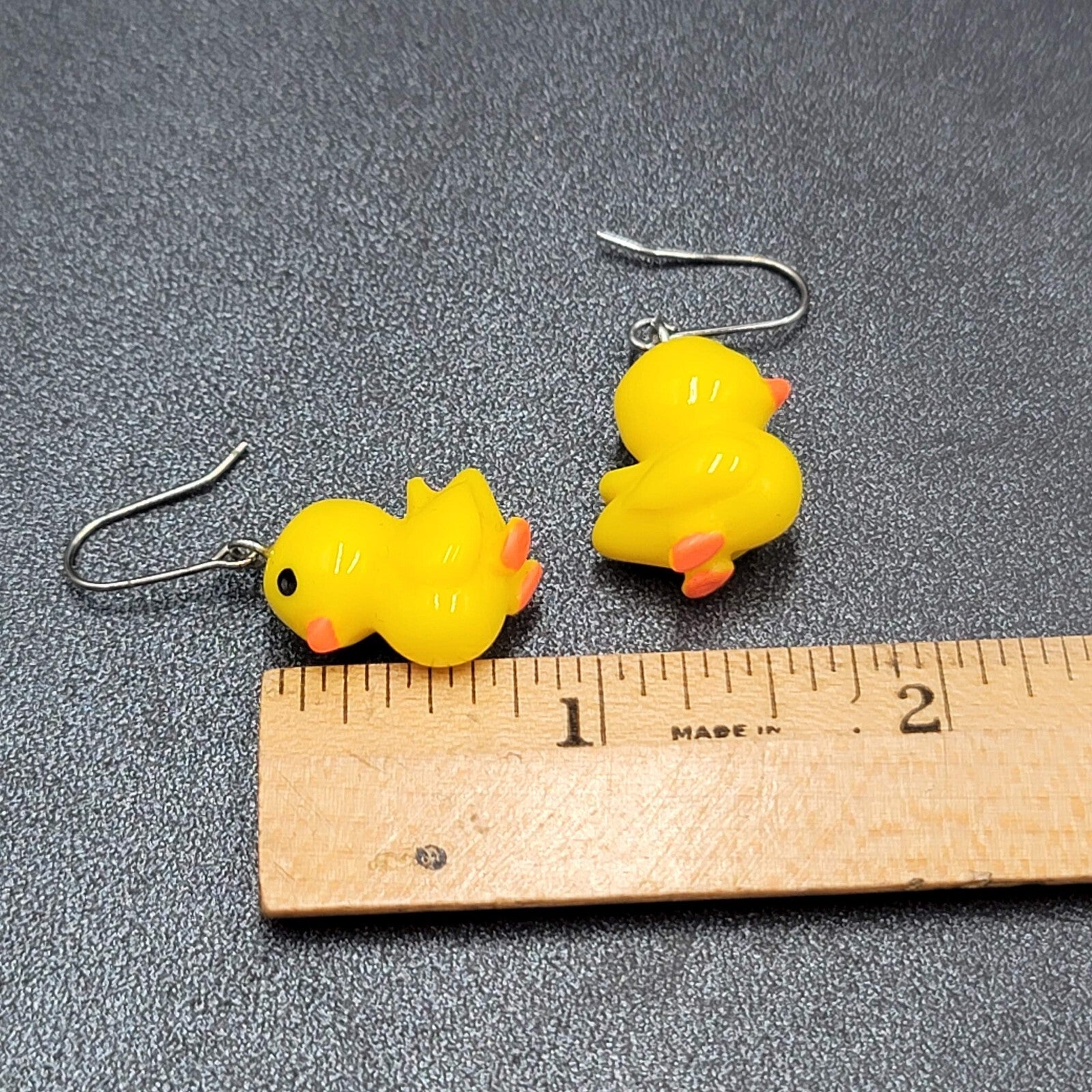 Rubber Duckie Pierced Earrings Yellow Acrylic Dangle 1"