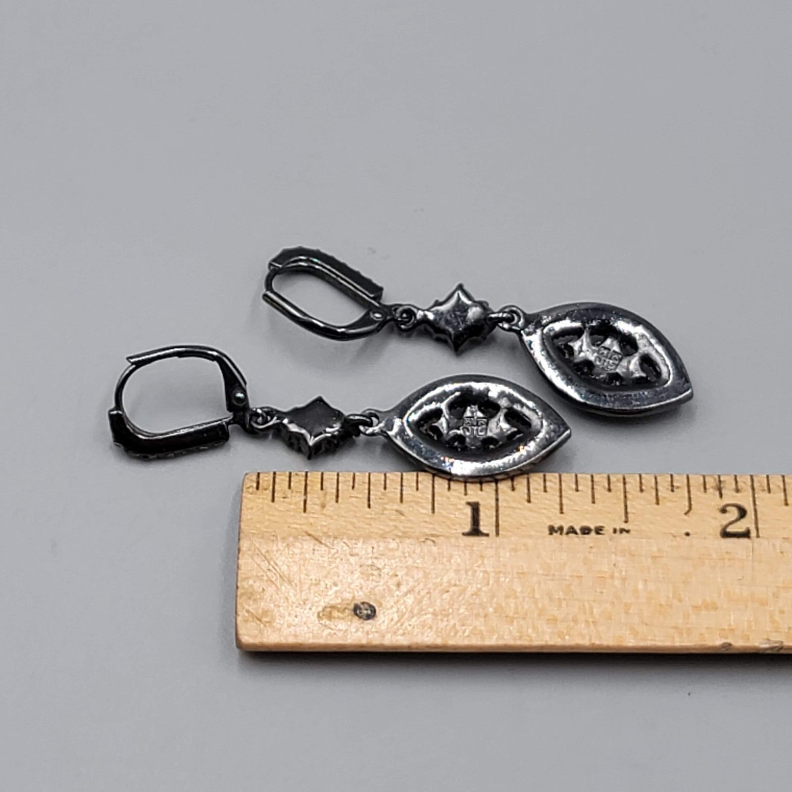 Givenchy Black Rhinestone Pierced Earrings Dangle 1.25"