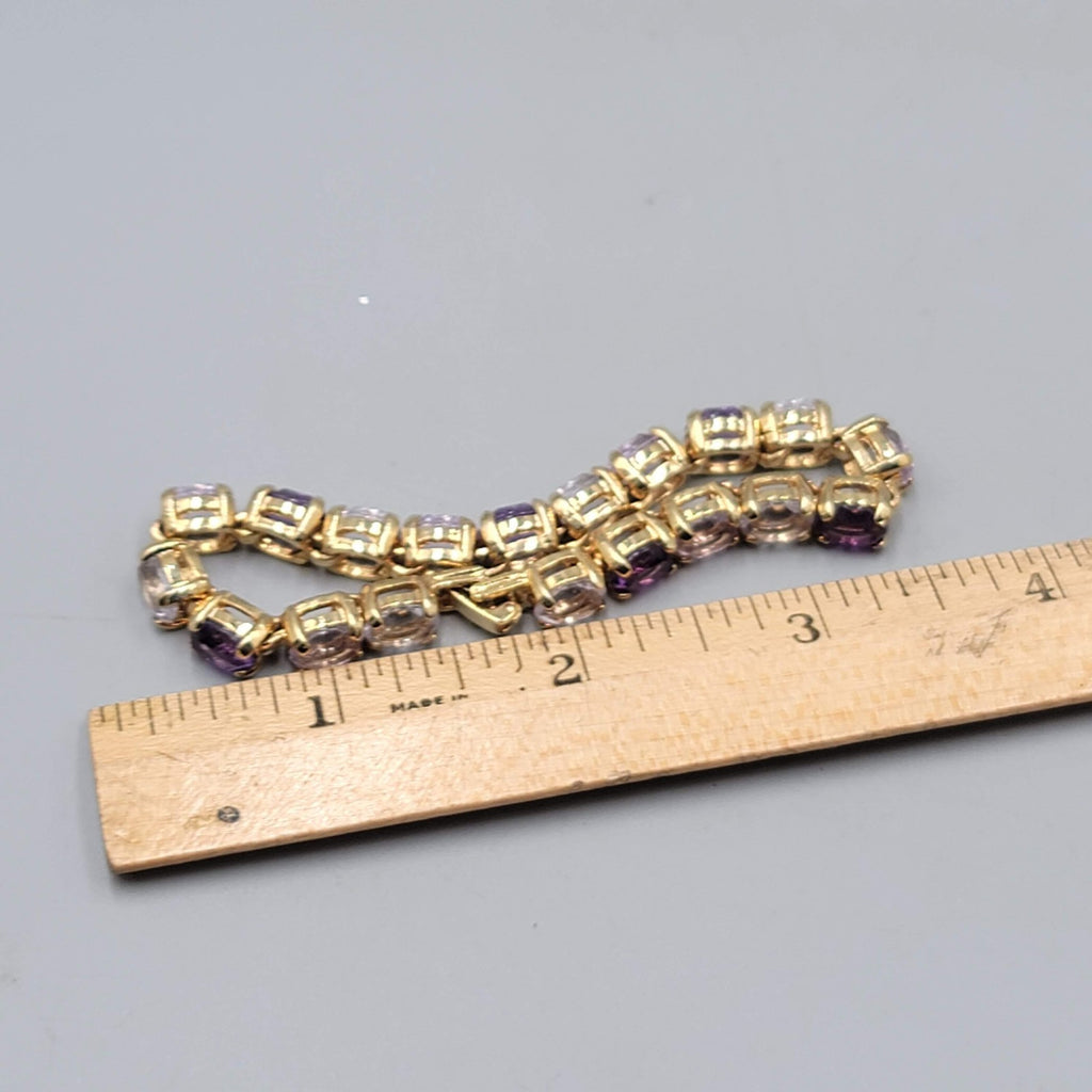 Vintage Purple Crystal Tennis Bracelet 6.75 in