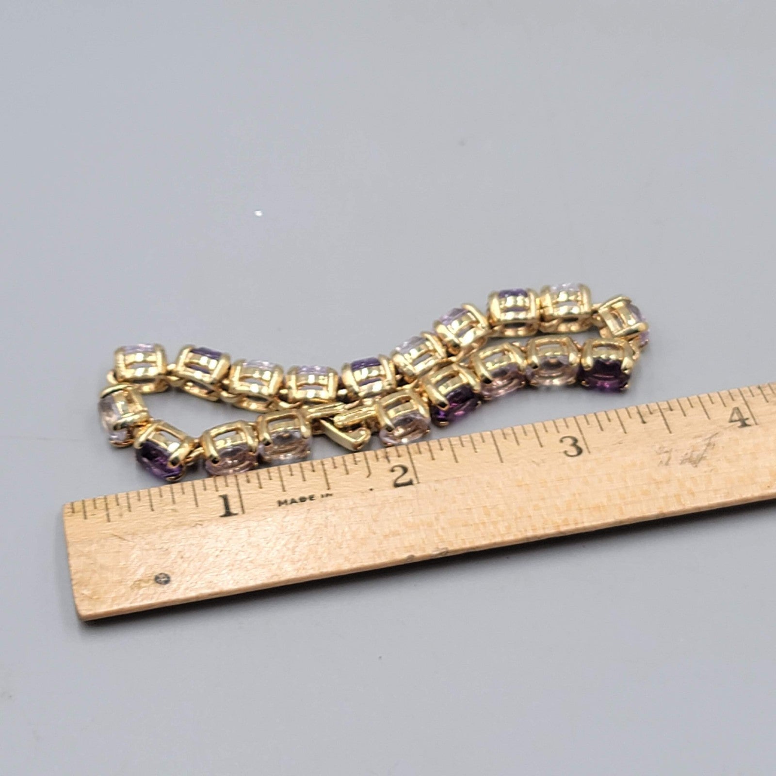 Vintage Purple Crystal Tennis Bracelet 6.75 in