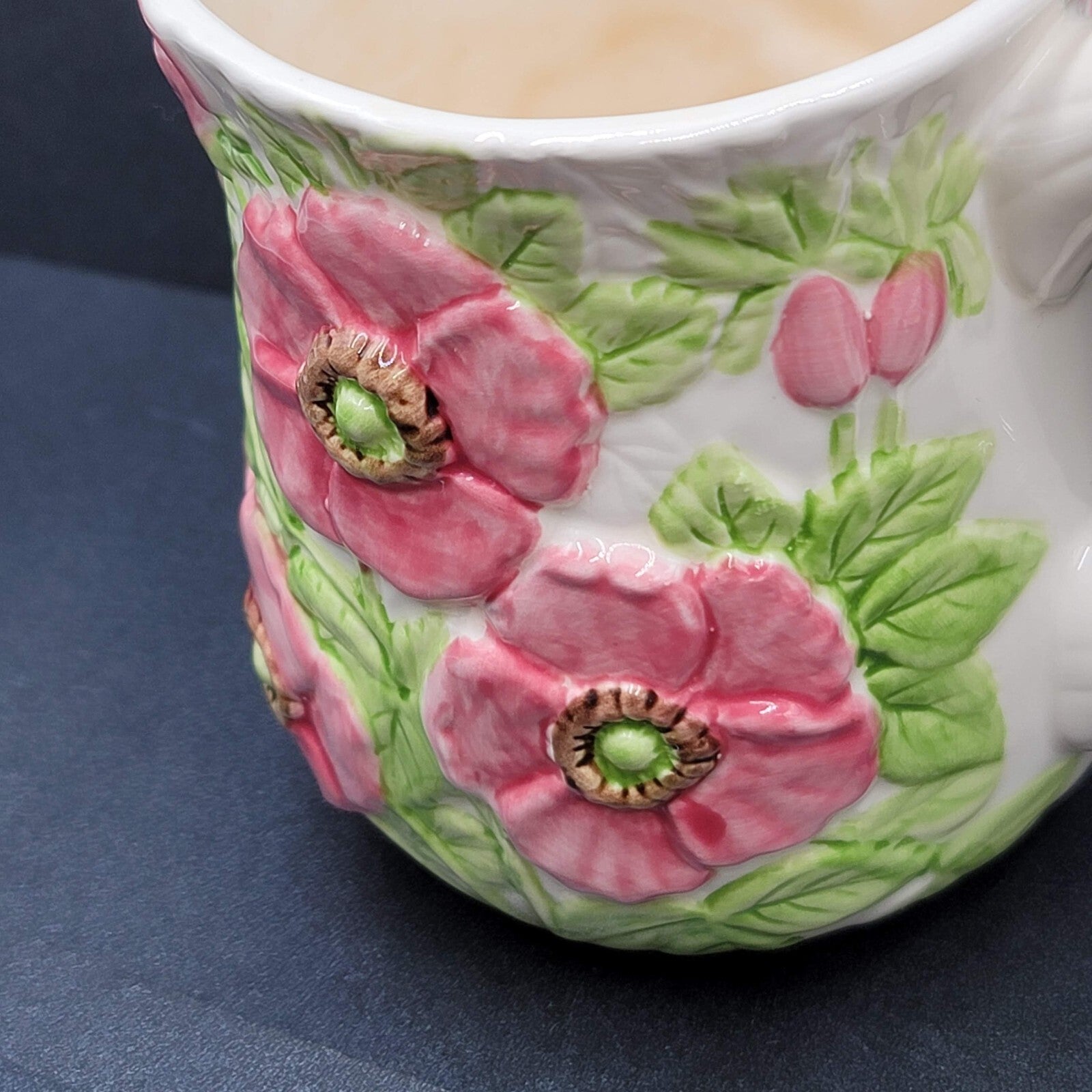 Vintage Fleurs Du Jour by Shafford Pink Green Flowers 1988 Coffee Mug Cup Peony