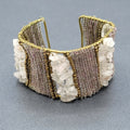 CHUNKY Urban Artisanal Metal Wire Wrapped Wide Cuff Bracelet Quartz Beads