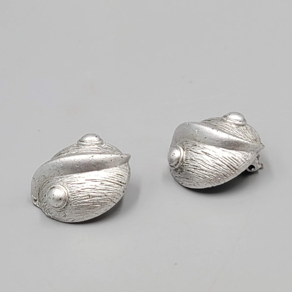 Vintage Large Dome Statement Clip on Earrings Silver tone 1 1/8"