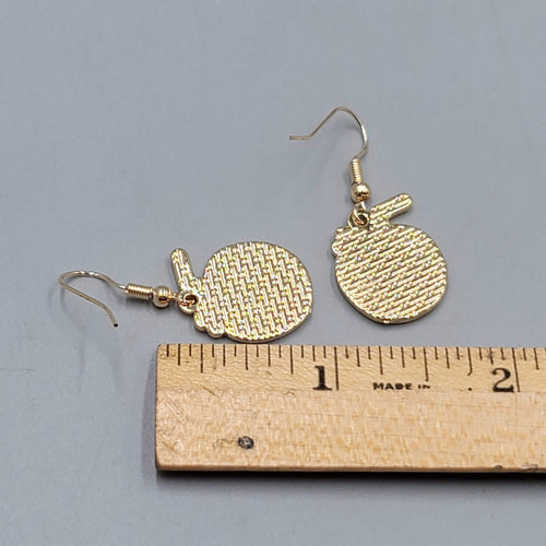 Enamel Green Coconut Cocktail Pierced Earrings Gold tone Dangle 7/8"