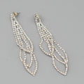 Silver tone Rhinestone Pierced Earrings Long Loop Statement 2.75"