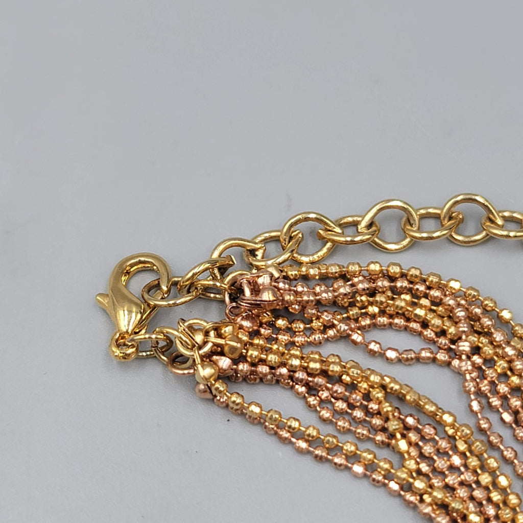 Multi Strand Ball Bead Chain Necklace Layered Two-Toned 18-20 Inch Adj