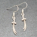 Pierced Earrings Scimitar Sword Silver tone Dangle 1"