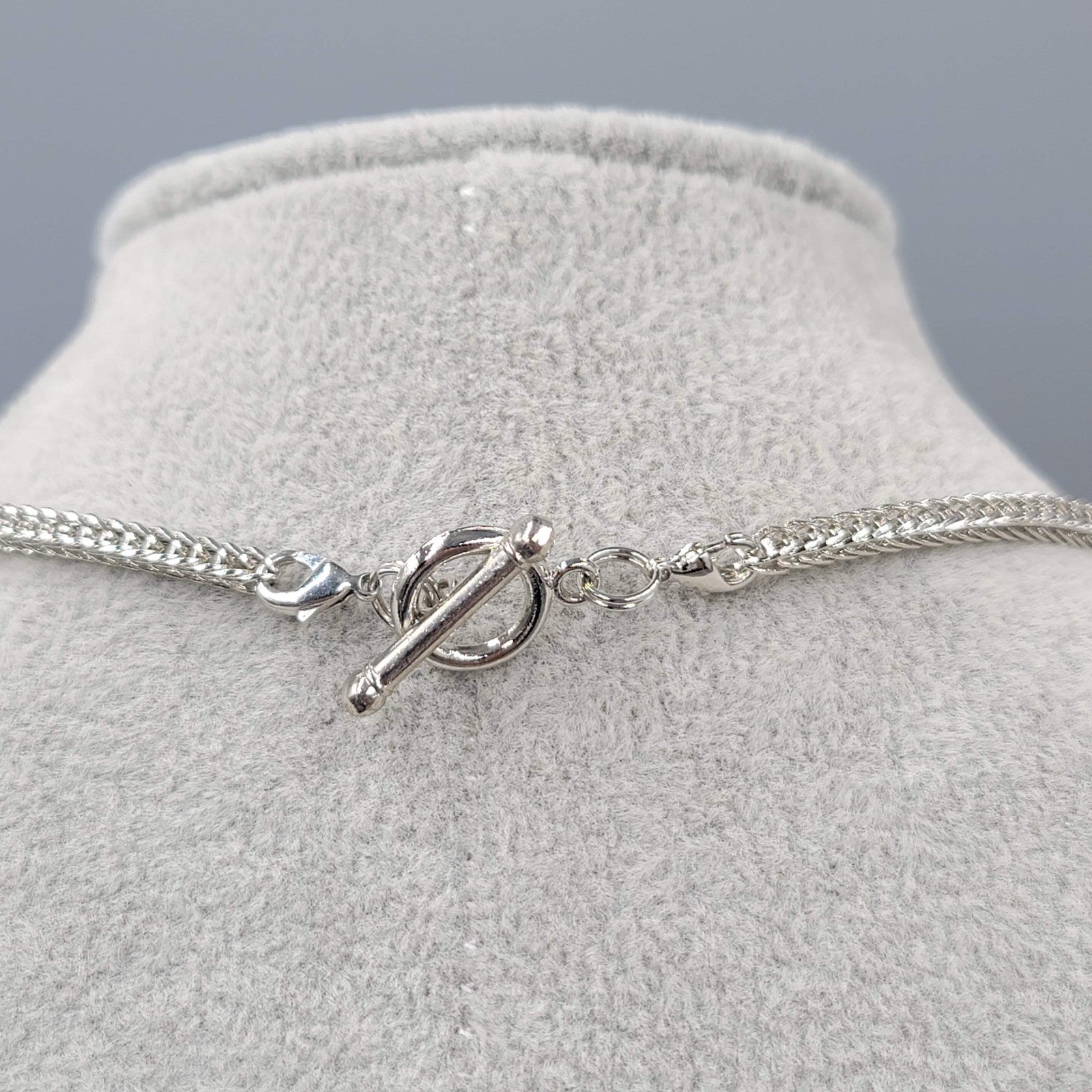 Silver Plated Spiga Chain Necklace Toggle or Lobster Clasp 18 in