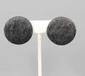 Vintage Black Denim Clip on Earrings Round Drop 1 1/8"
