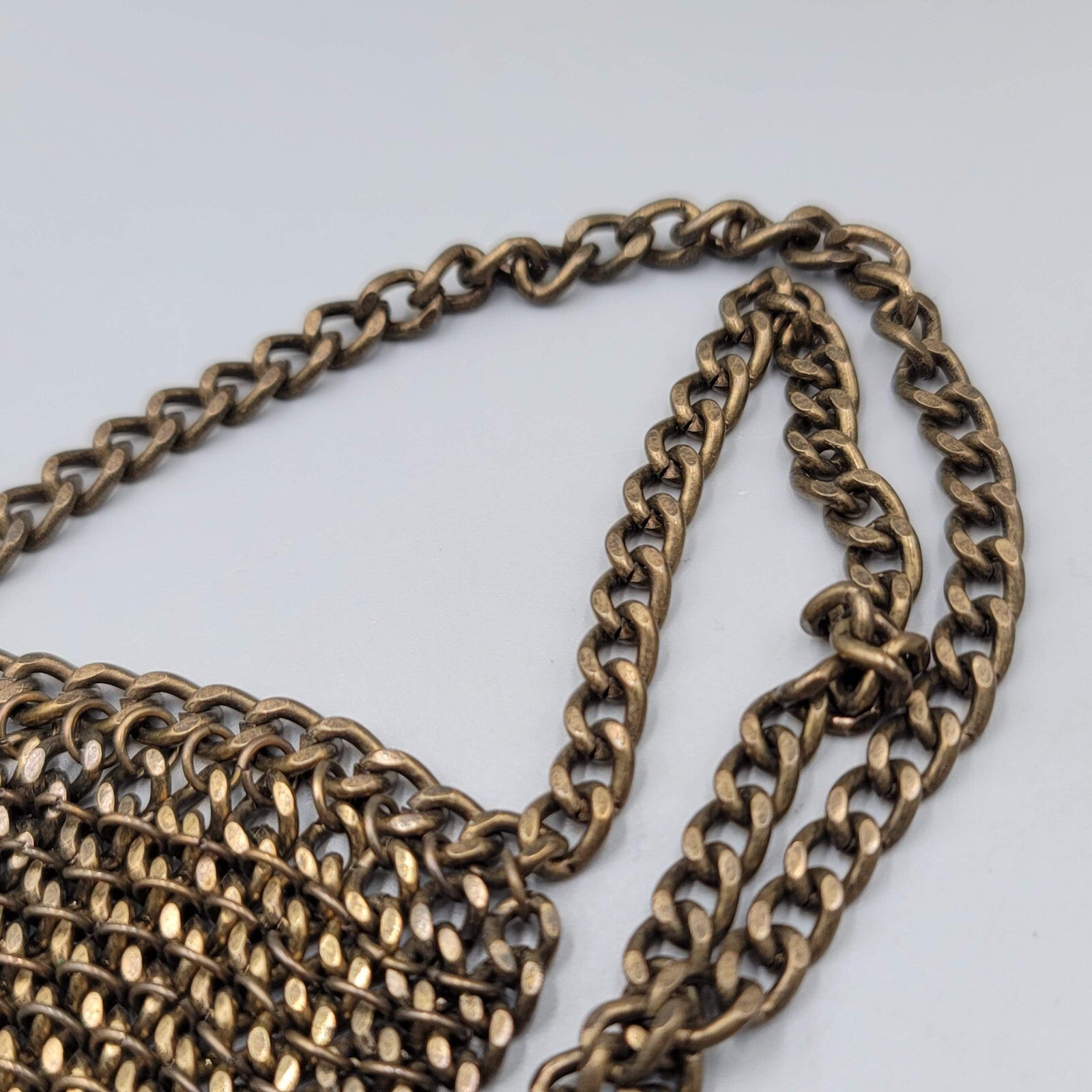 J Jill Necklace Bronze tone Chain Mail Look Tassel Statement Long 24"