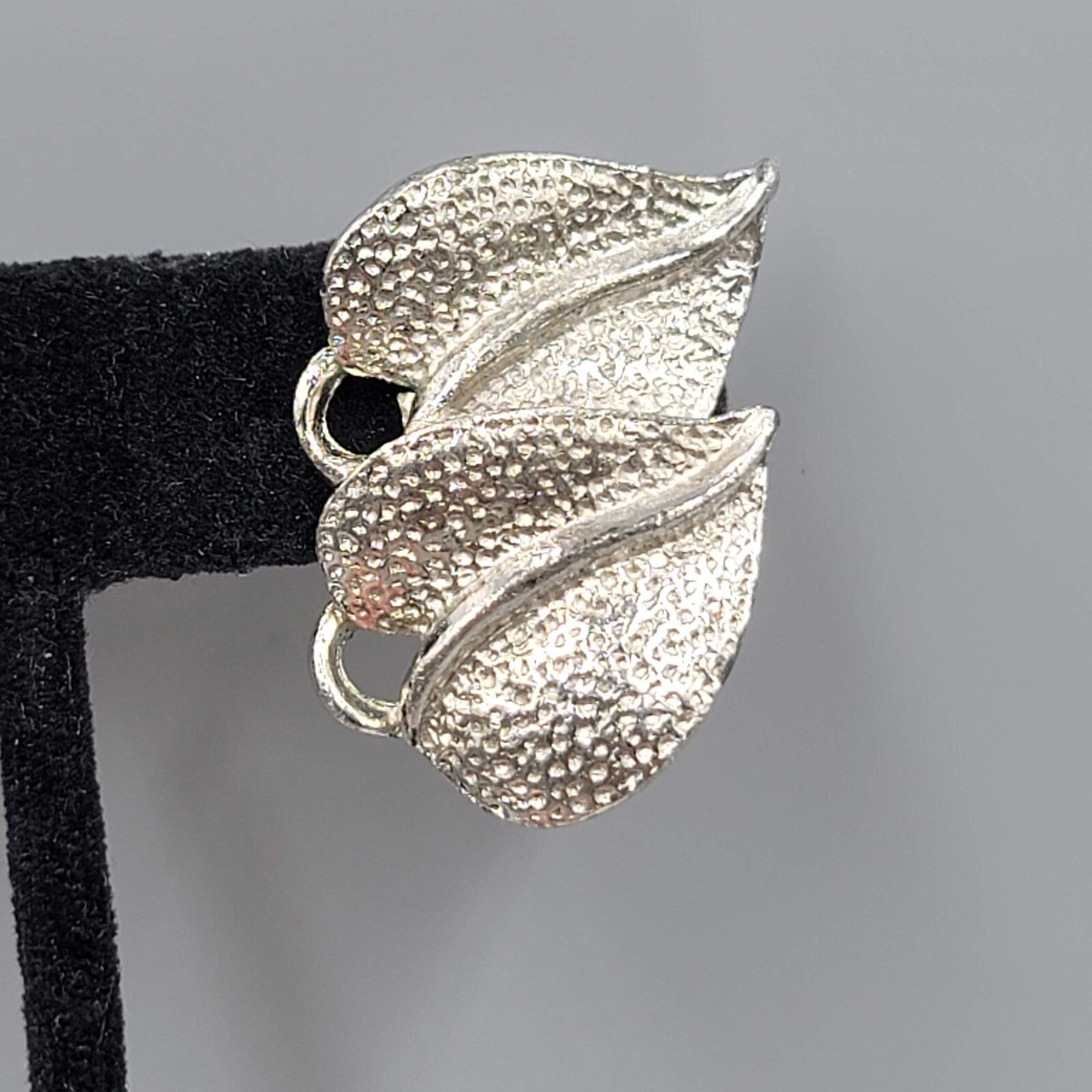 Vintage Clip on Earrings Silver tone Double Drop 1.25"