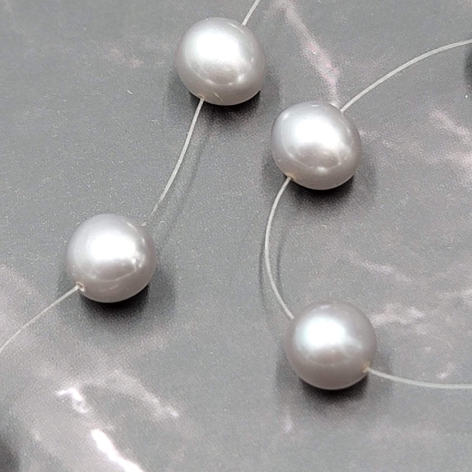 Sterling Silver Real Gray Pearl Station Necklace 16"