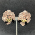 Vintage Clip on Earrings Pink Fabric Hat White Flower Statement Drop 2"