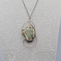 Labradorite Wire Wrapped Pendant Necklace Silver tone 24 in