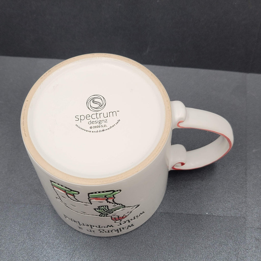 Spectrum Coffee Mug Embossed Walking in a Winter Wonderland Polar Bear Large