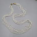 Vintage 6 Strand White Beaded Necklace Long 30"
