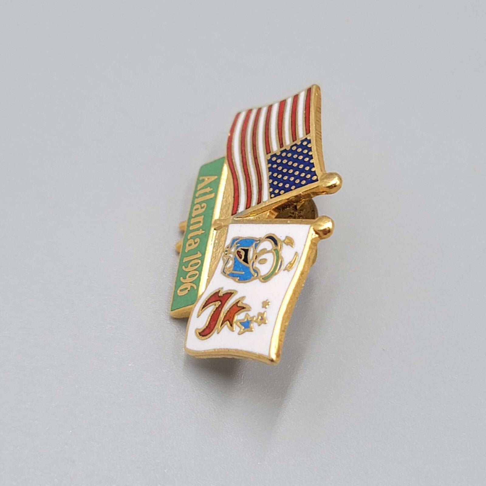 Atlanta 1996 Double Flag USA Flag Olympic Pin