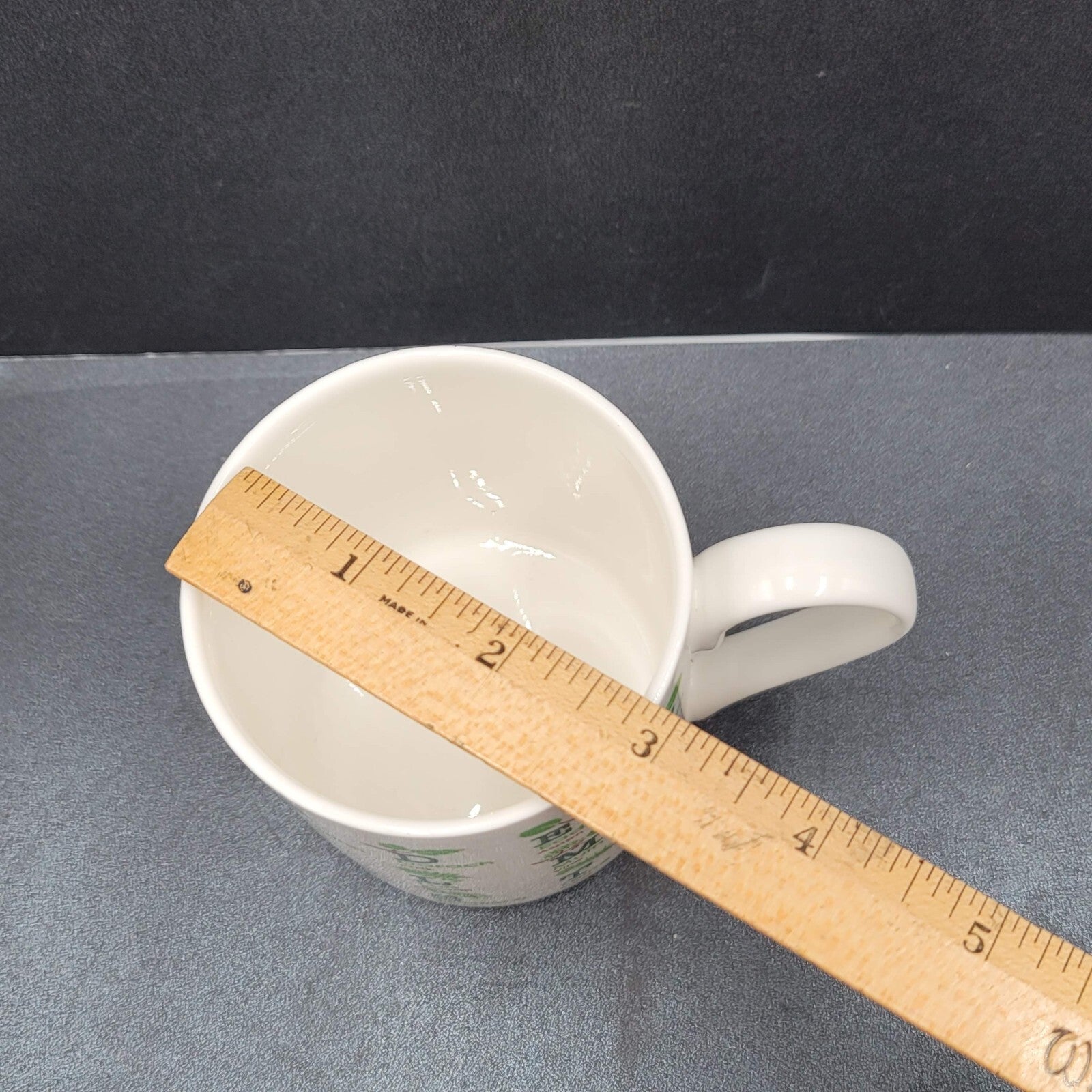 Aros Coffee Mug Cup Gaelic Alphabet Through Trees 3.25"