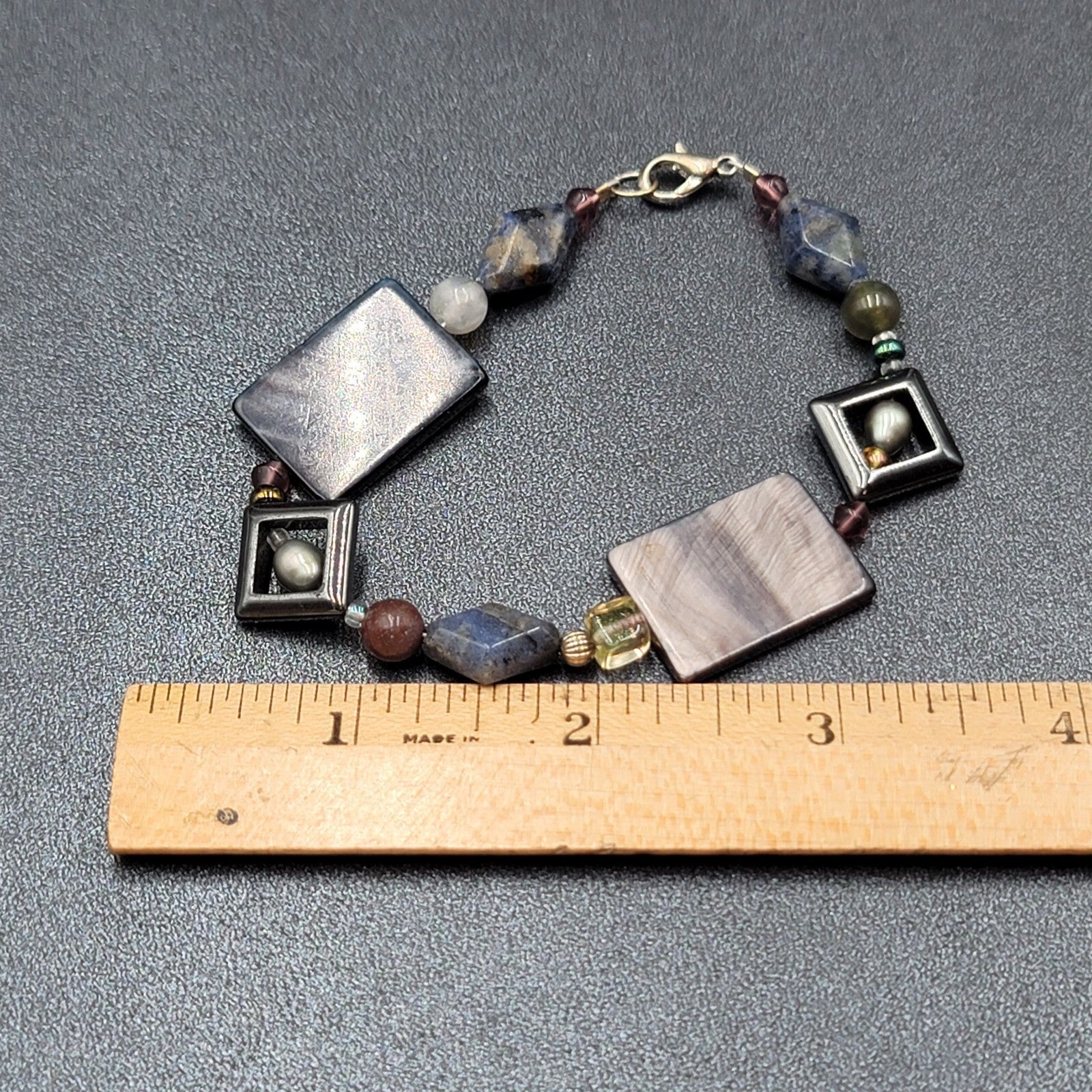 Beaded Bracelet Shell Pearl Gemstone Multicolor Eclectic and Unique