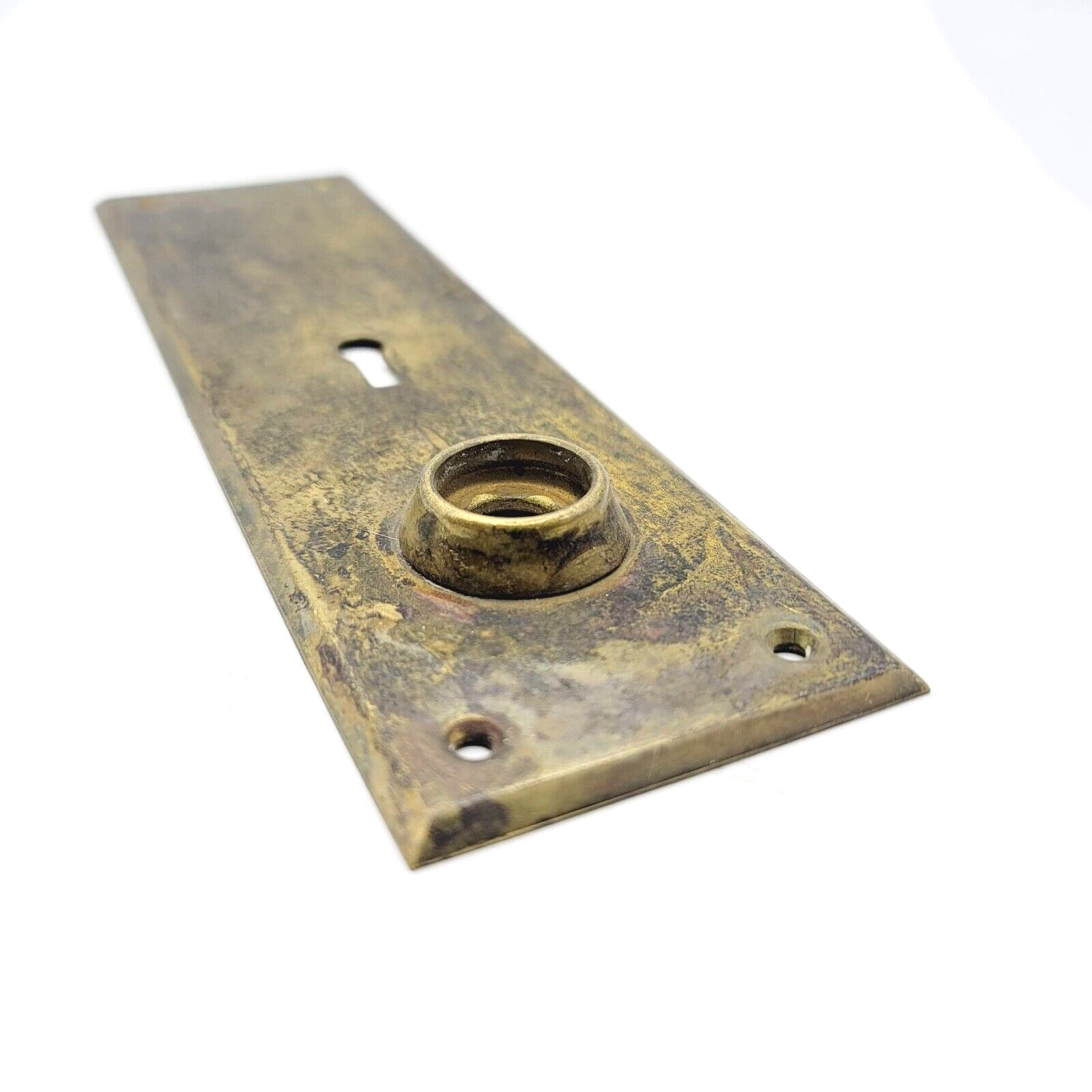 Vintage Brass Doorknob Back Plate Inverted Skeleton Key Salvage