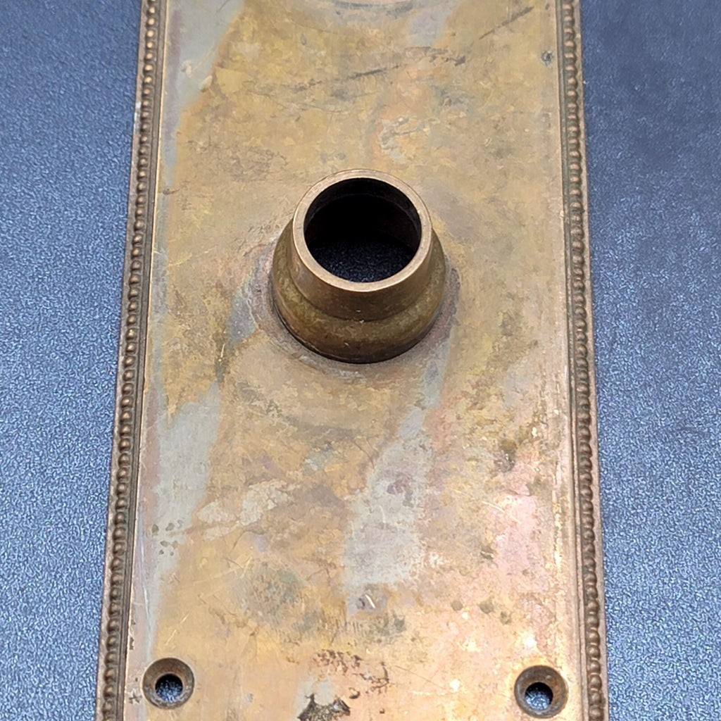 Antique Bronze Door Knob Back Plate Exterior Salvage Hardware RH Co 12"