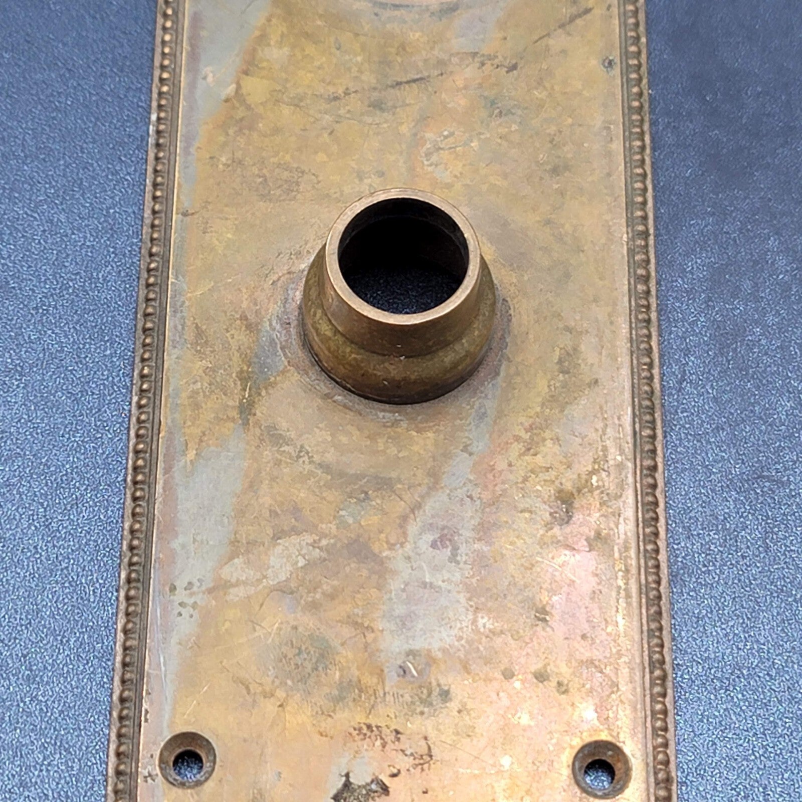Antique Bronze Door Knob Back Plate Exterior Salvage Hardware RH Co 12"