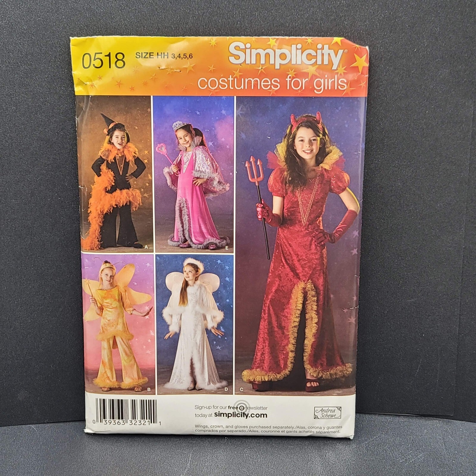 Simplicity Childs Girls Costume Pattern 0518 Size HH 3 4 5 6 Dresses Princess et