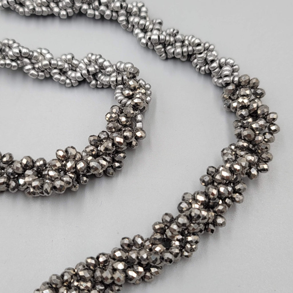 Bead Necklace Gray Silver tone Gradient 32"