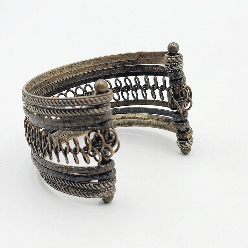 Metal Wire Cuff Bracelet Bronze tone Boho Ethnic