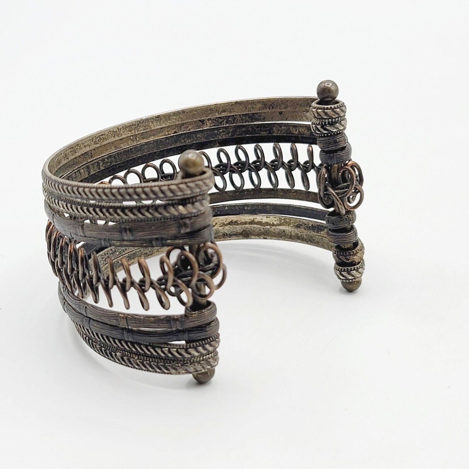 Metal Wire Cuff Bracelet Bronze tone Boho Ethnic
