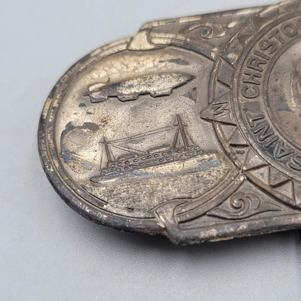 Vintage St Christopher Medal Car Visor Clip Badge Plane Boat Automobile Lot of 2