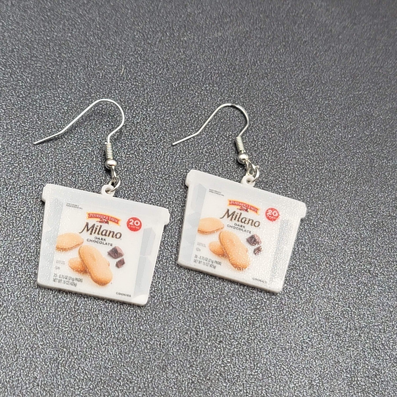 Pierced Earrings Milano Cookies Snack Novelty Fun Dangle  1"