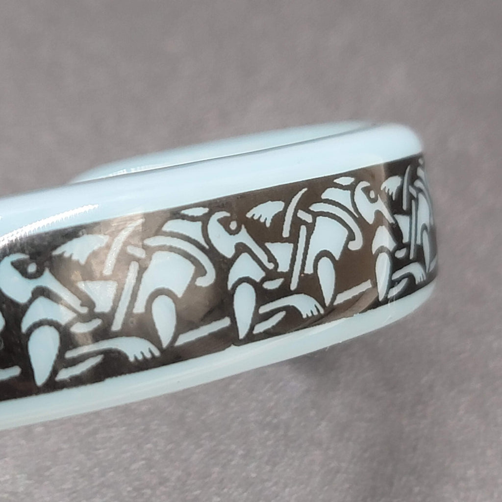 Solid GLASS CUFF Bracelet Blue Black Sea Creature Design