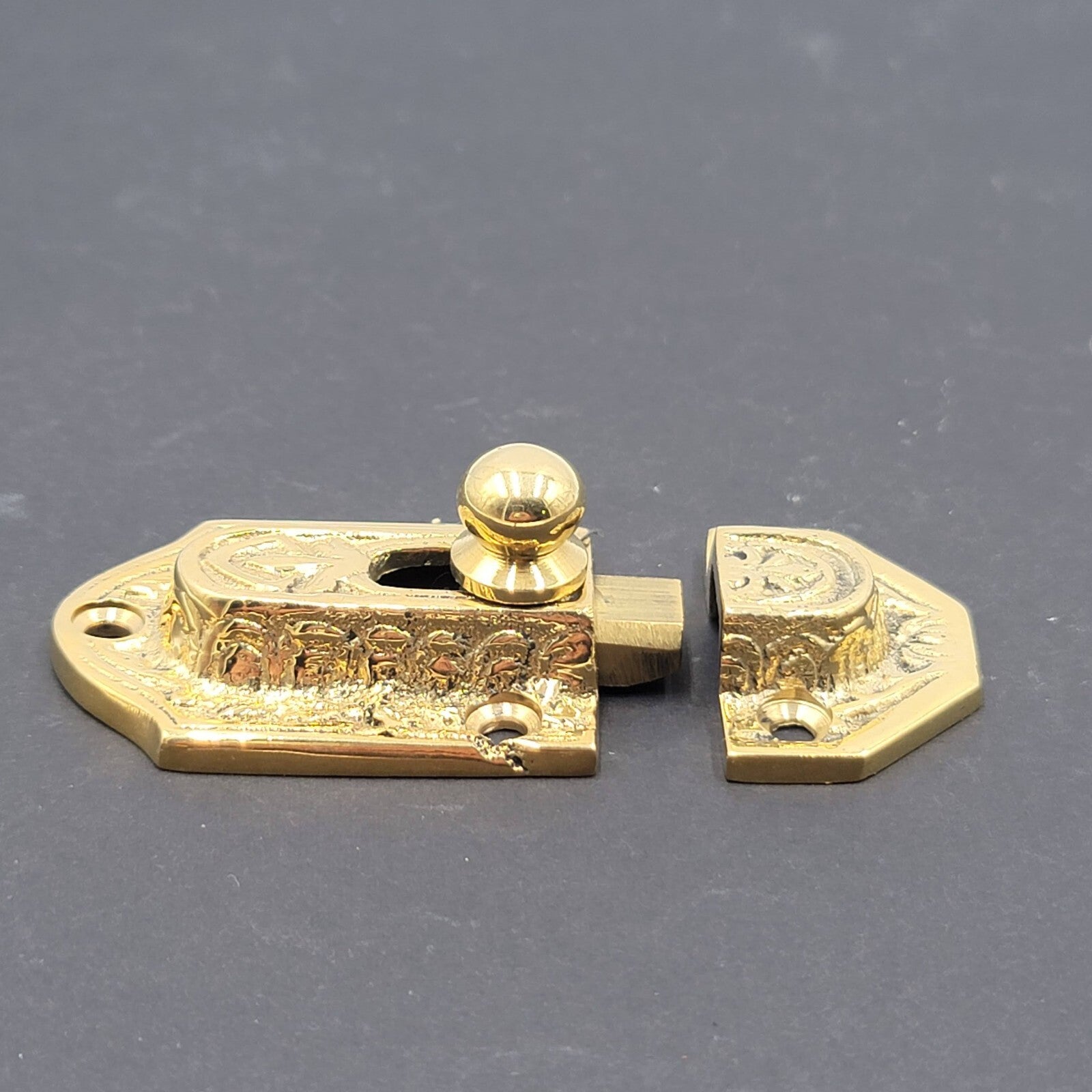 Vintage Ornate Brass Window Sash Lock with Catch Keeper Reproduction