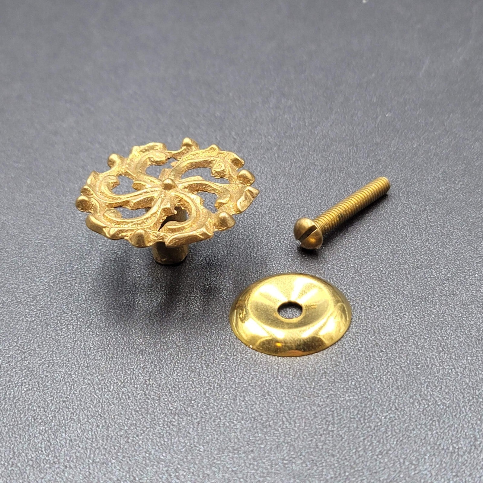 Vintage Brass Cabinet Drawer Pull Replacement Hardware New Old Stock w Screw