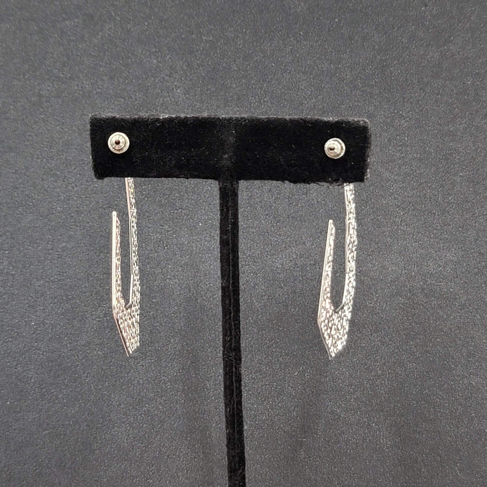 Pierced Earrings Silver tone Open Filigree Statement Hoops 2 1/8"