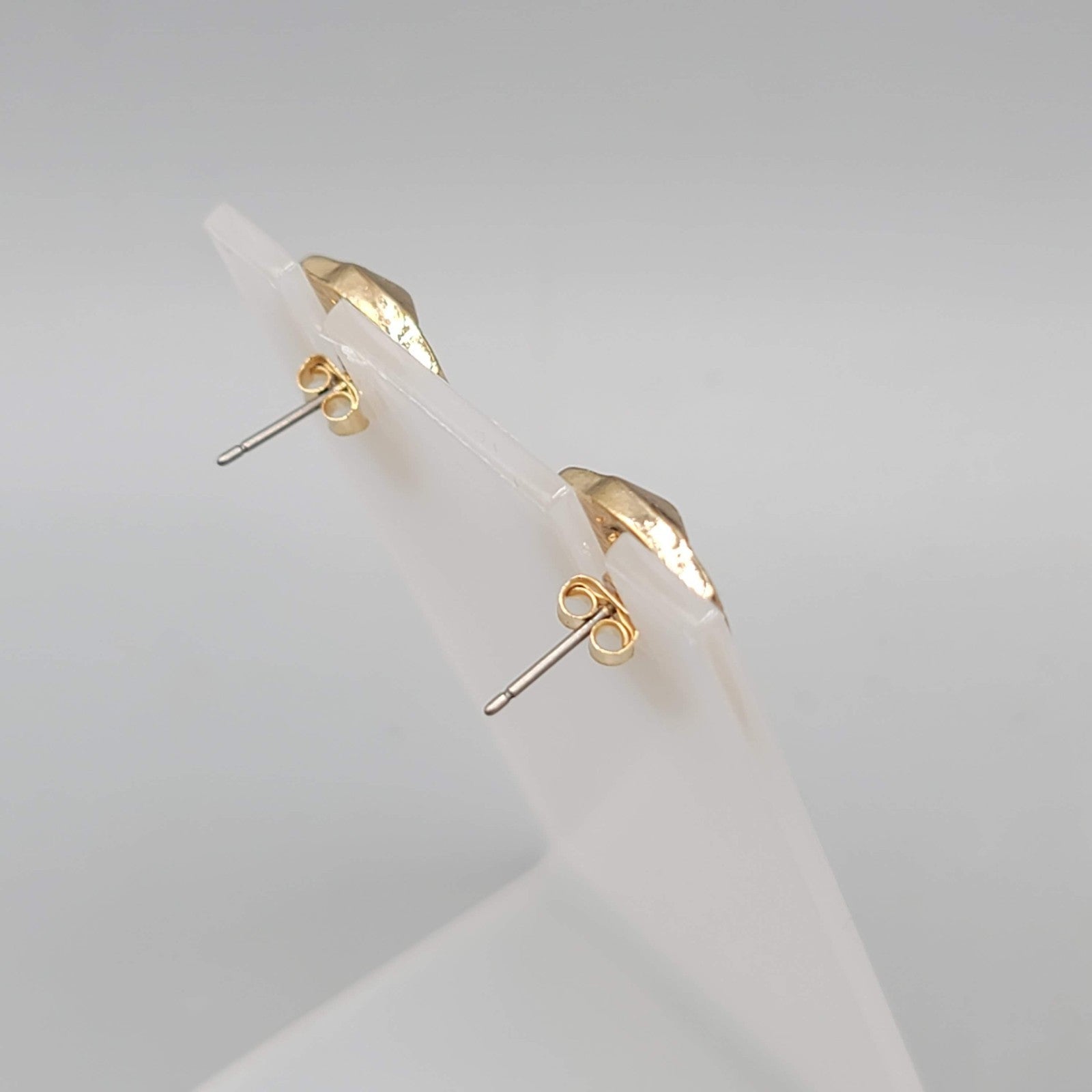 Rhinestone Statement Pierced Earrings Gold tone Drop 3/4 in