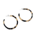 Tortoise Acrylic Hoop Pierced Earrings 1.5" Thin