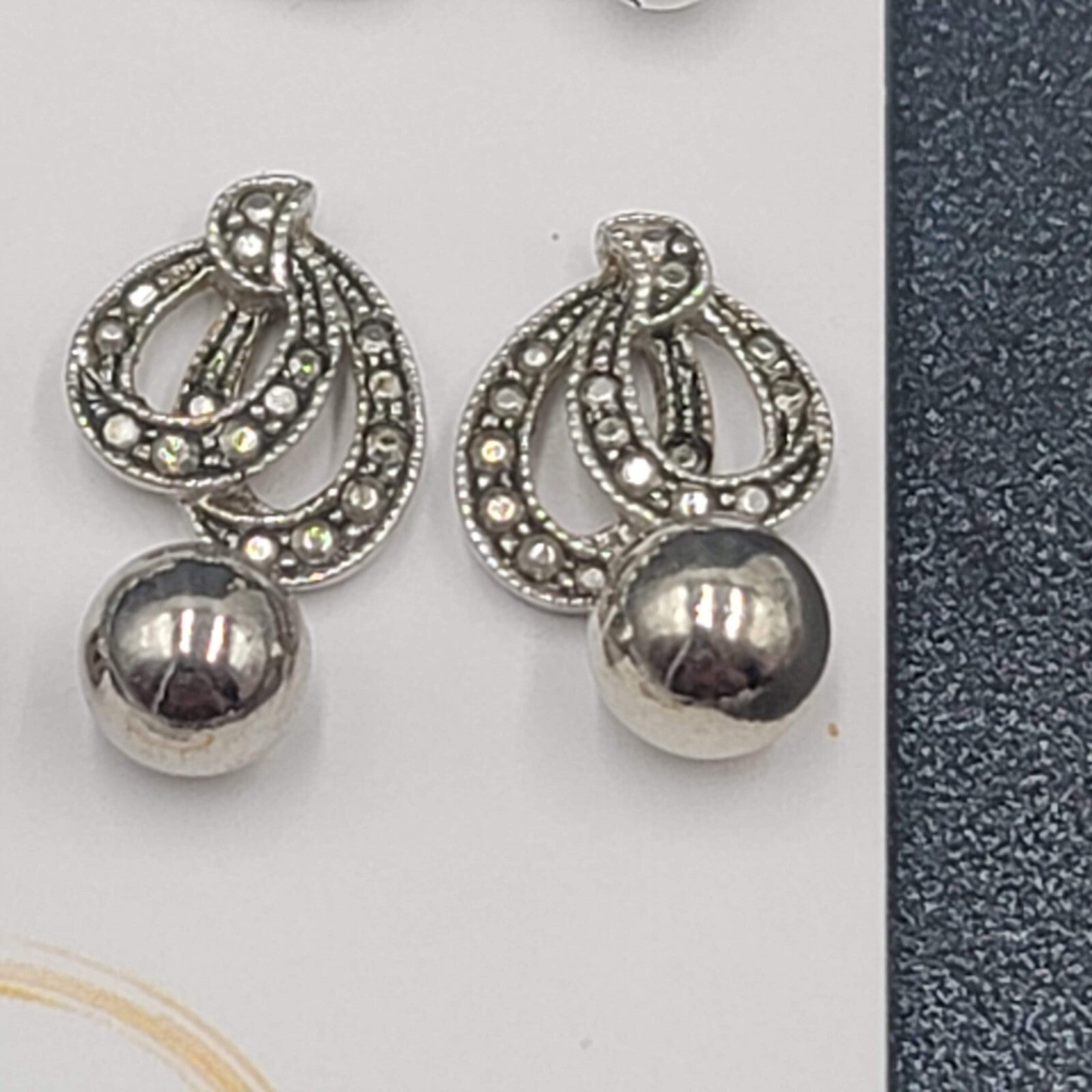 Lot of 8 Pierced Earrings Silver tone Studs Faux Turquoise Heart Marcasite