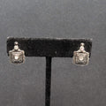 Pierced Earrings Silver tone Black Embossed Crystal Studs So Pretty! 5/8"