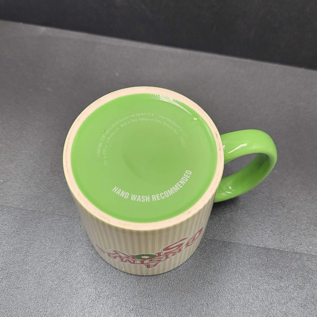 A Christmas Story Ceramic Coffee Mug Triple Dog Dare You Flagpole Scene Green