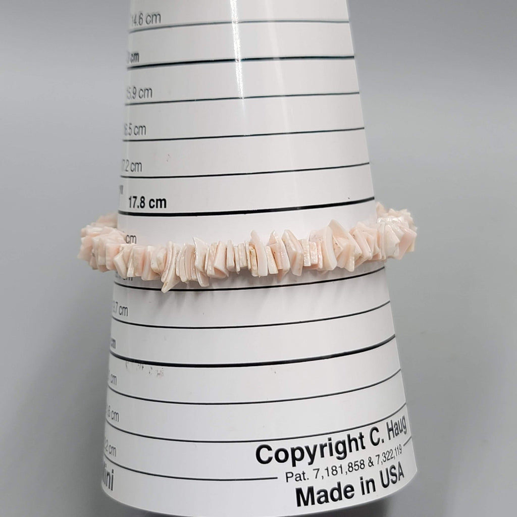 Vintage Pink Shell Chip Bead Bracelet Beach Theme 7.25"